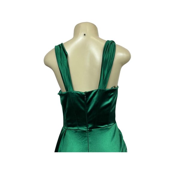 Moda Glam Women’s Green Long Evening Haltered Dress Sz 10 - Picture 7 of 10